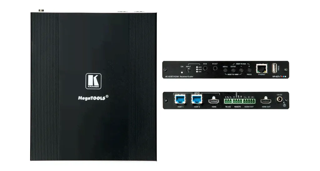 Kramer VP-427X2 Масштабатор HDBaseT и HDMI в HDMI с деэмбедированием аудио; поддержка 4К60 4:4:4, CEC, два входа HDBaseT (72-00004590)