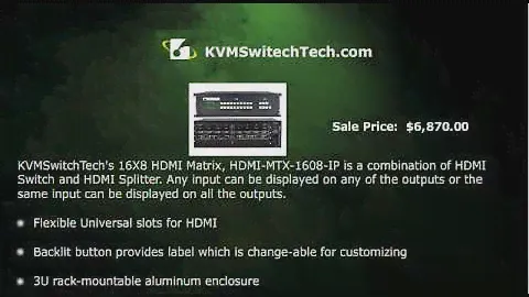 KVMSwitchTech's 16x8 HDMI Video Matrix Switch with RS232, IR and TCP/IP Control